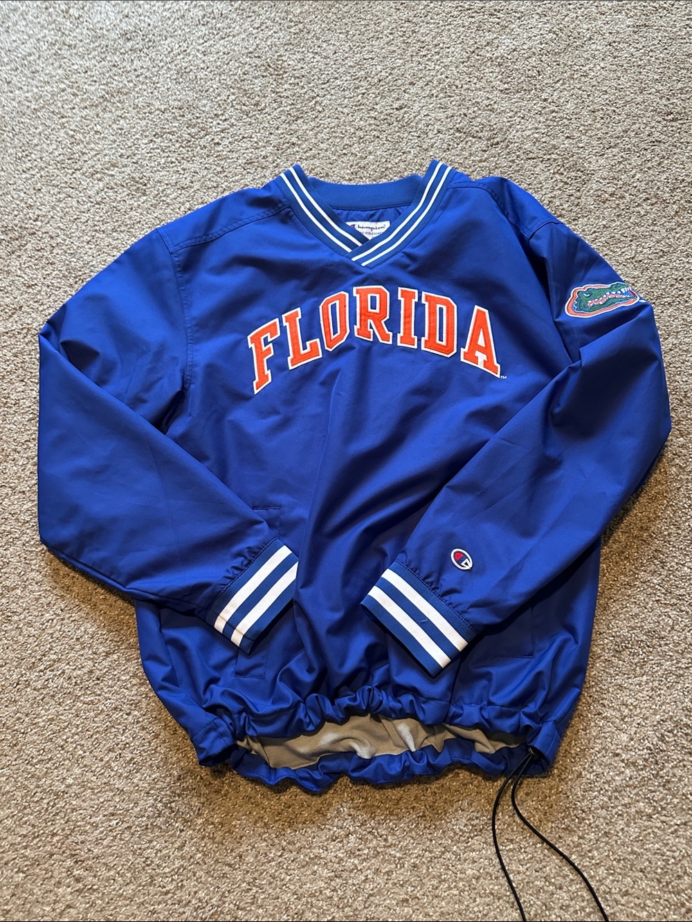 Champion Royal Blue 'Florida' Pullover Windbreaker with Orange Lettering
